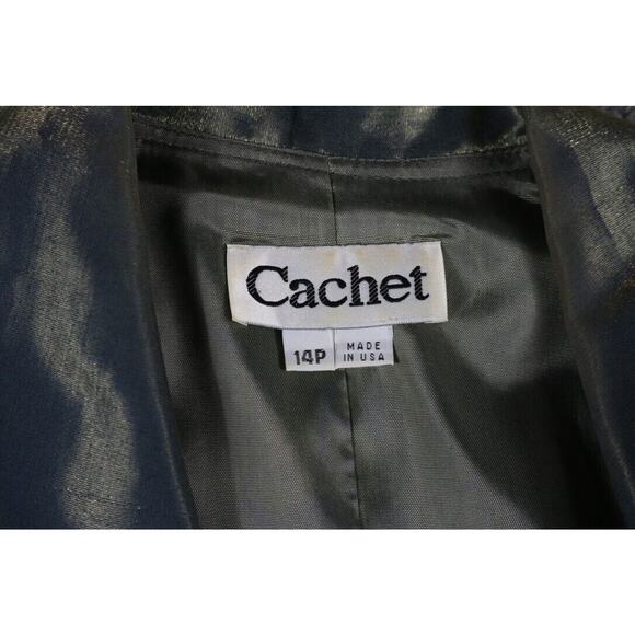 Cachet Jacket Womens 14P Metallic Jeweled Tuxedo Blazer Vintage USA - Picture 4 of 9